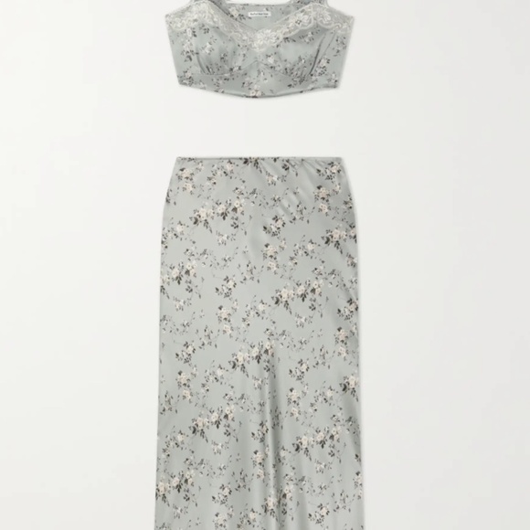 Reformation- Beatrice Silk Skirt Set in Endive - Picture 4 of 6